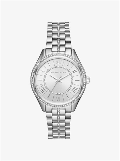 Michael Kors Lauryn Celestial Pavé Silver Tone Stainless Steel 